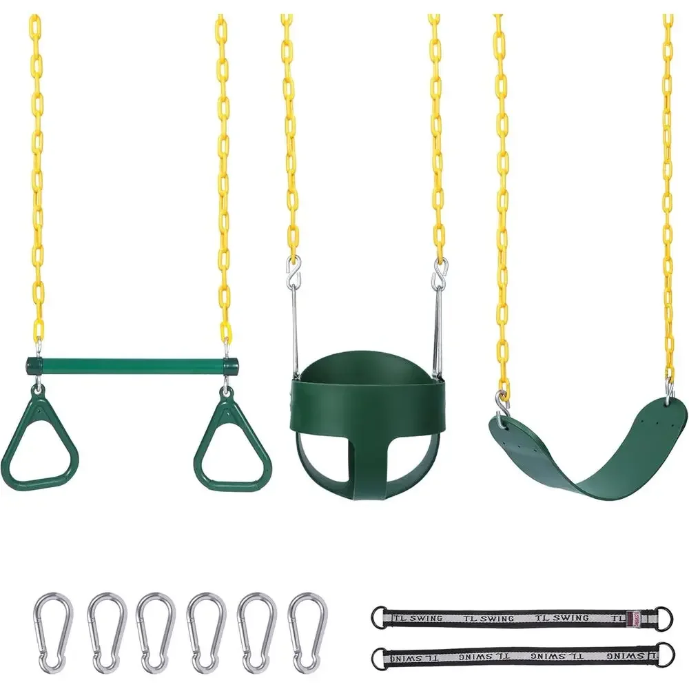 Kids Outdoor Swing - Outdoor-Kombi-Schaukelset mit Ringen, Gurt-Sitz, Schaukelsitz und