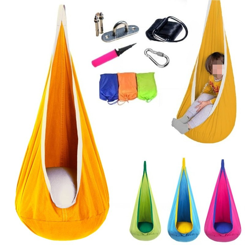 Kids Yellow Outdoor Chair - 1 Stück Kinder Pod Schaukelsitz Baumwolle