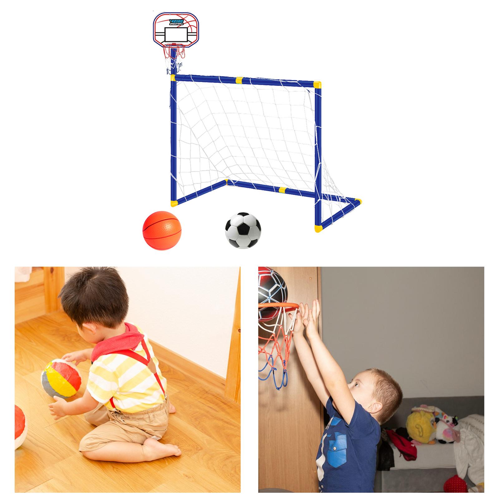 Kids Outdoor Basketball Hoop - 2-in-1 Basketballkorb mit Fußballtor-Netz für Kinder,