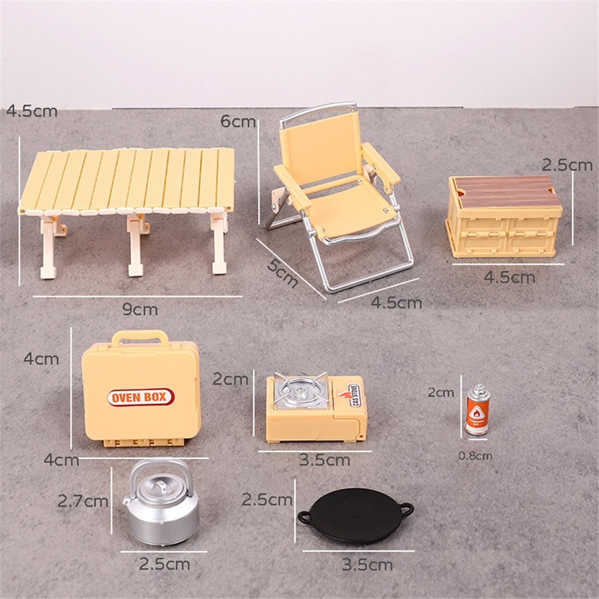 Kids Yellow Outdoor Chair - Miniatur-Camping-Spielset für Kinder - Klappbarer Tisch,