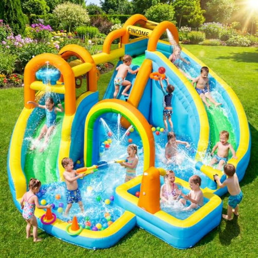 Kids Outdoor Basketball Hoop - Aufblasbare Wasserrutsche für Kinder im Garten