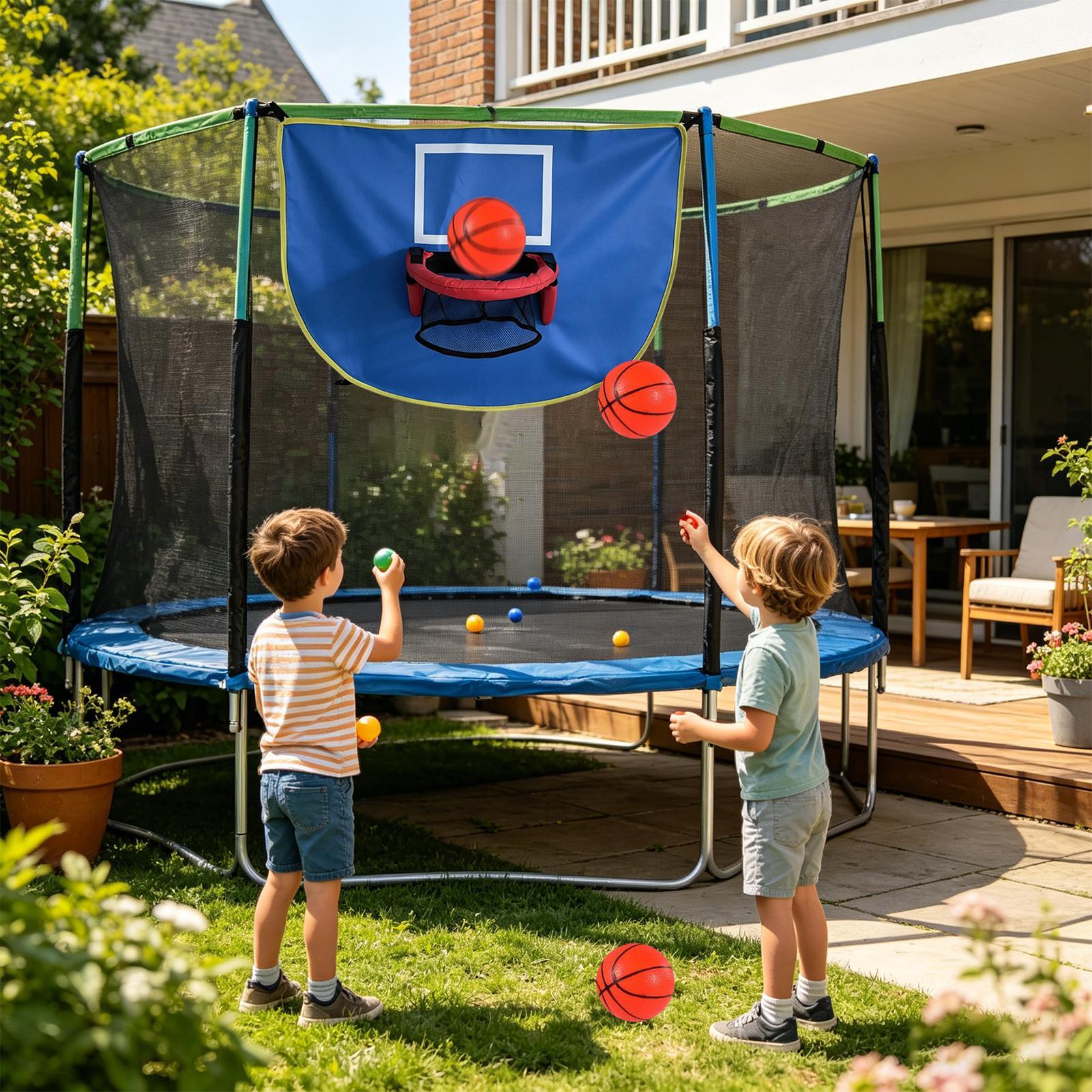 Kids Outdoor Basketball Hoop - Trampolin-Basketballkorb mit Pumpe & 3 Bällen