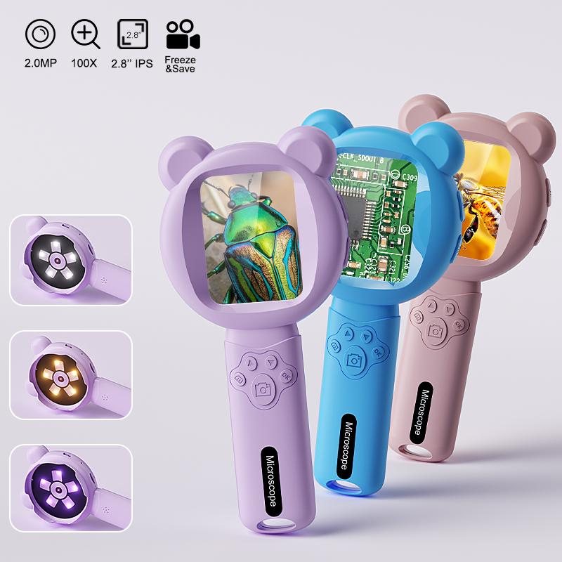 Kids Outdoor Microscope - Digitale Lupe für Kinder, 2,8-Zoll-Bildschirm, tragbares