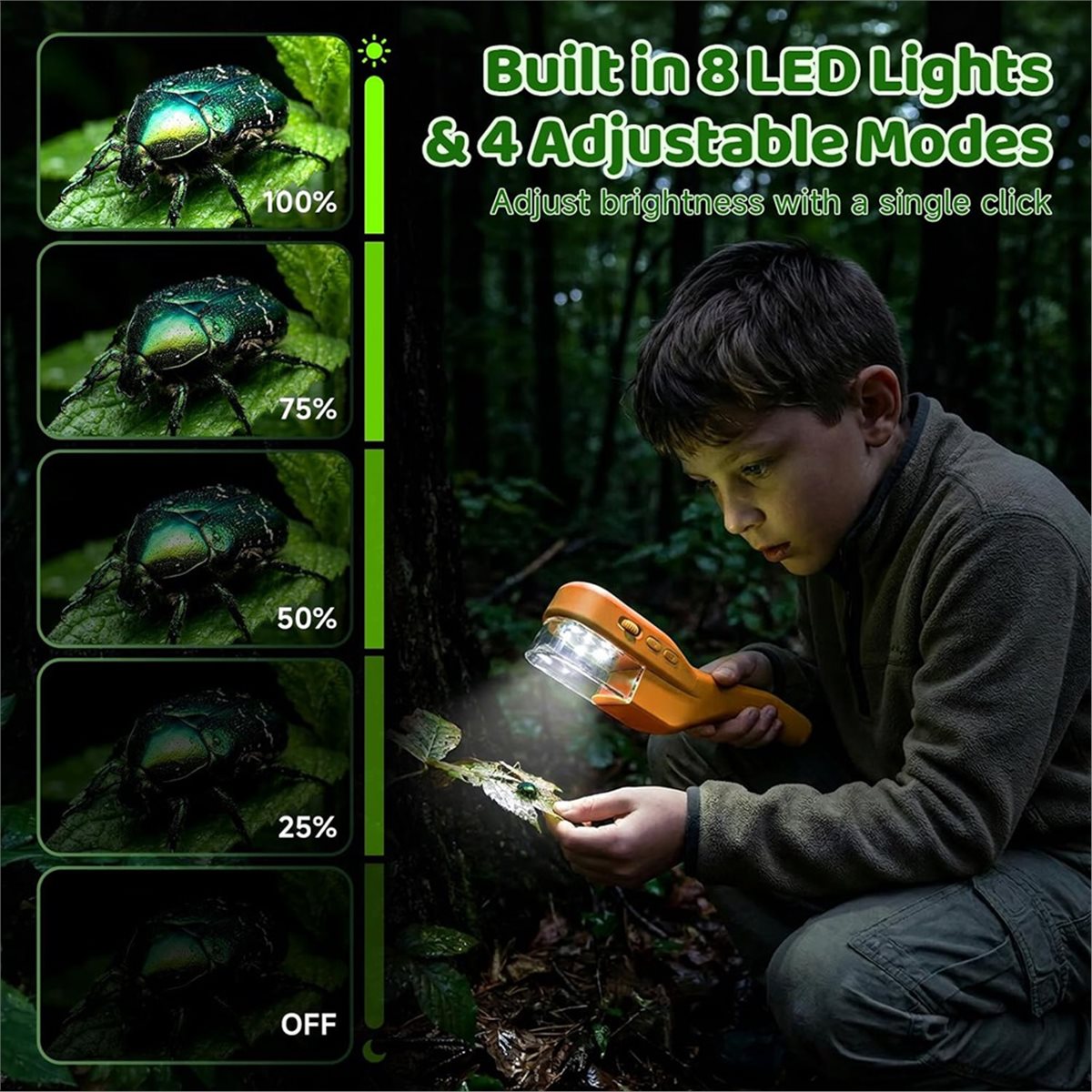 Kids Outdoor Microscope - 500X Handmikroskop für Kinder, Outdoor-Entdecker, 2,4
