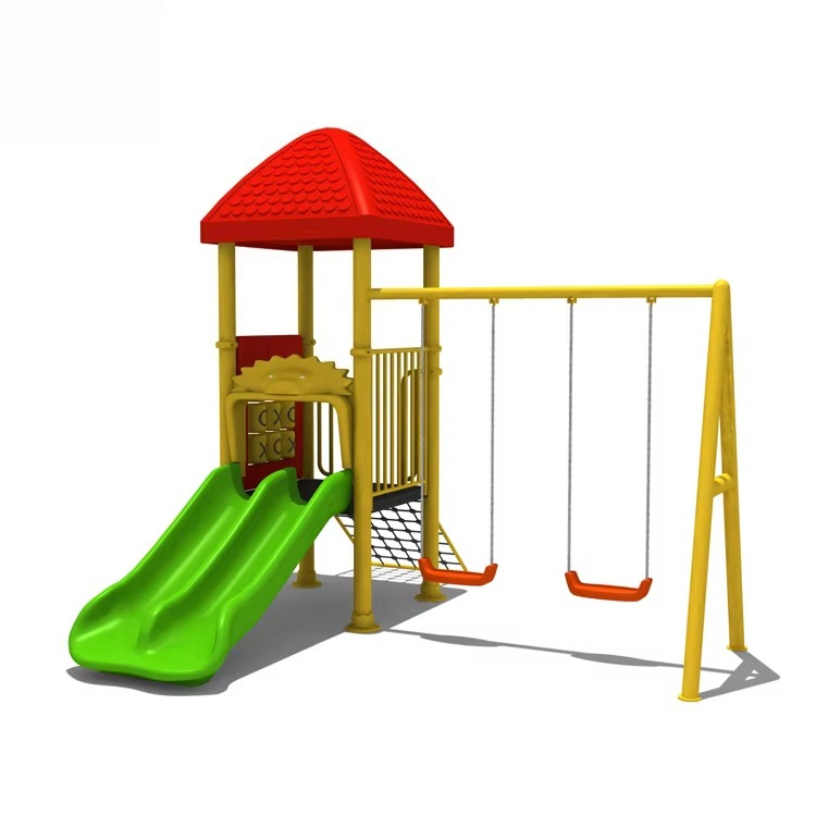 Kids Outdoor Swing - Stahlspielgeräte, Kompositschaukeln, Kunststoffrutschenset, Outdoor-Vergnügungspark für Kindergärten,
