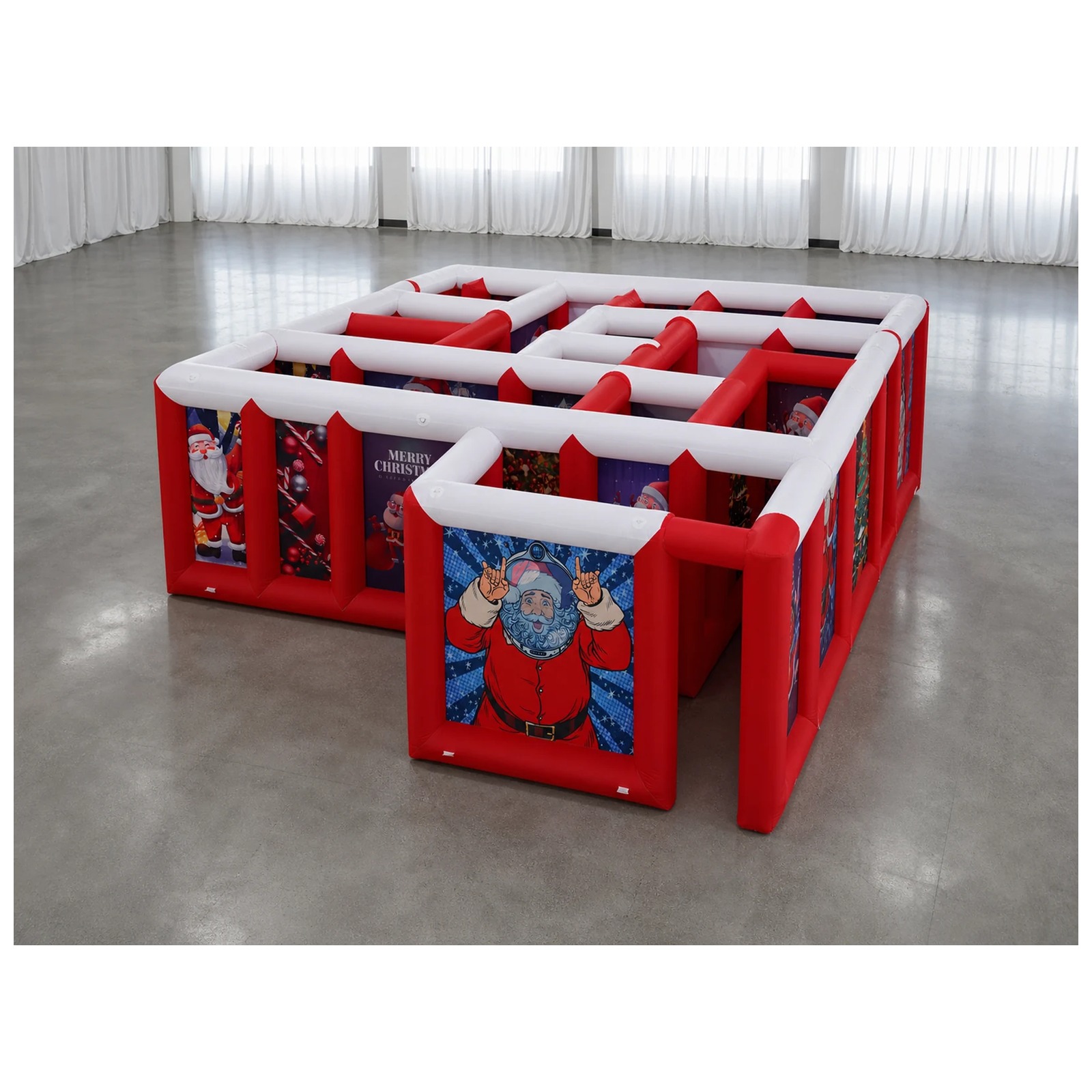 Kids Outdoor Inflatable - Großes rot-weißes aufblasbares Labyrinth mit Flachdach
