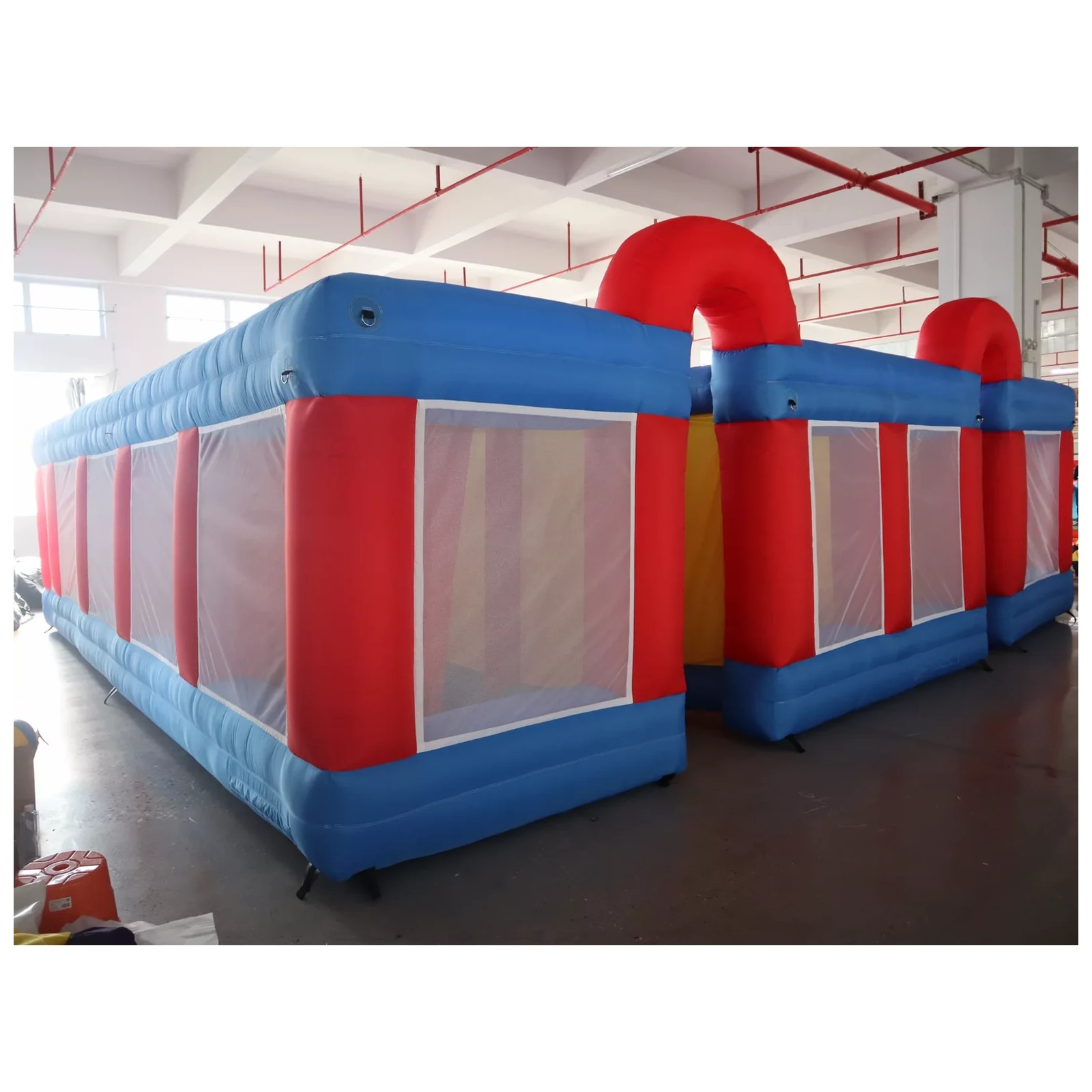 Großes Rot-Blaues Netz-Doppelb – Kids Outdoor Inflatable Bewertung und Preis