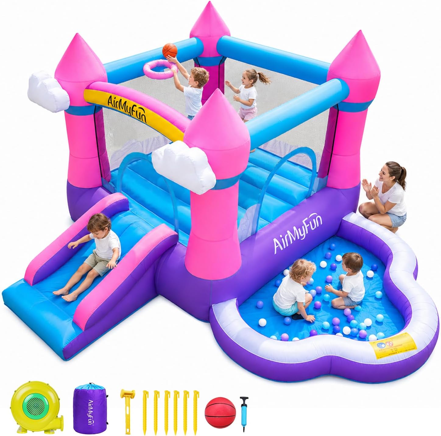 Rosa Aufblasbare Hüpfburg für  – Kids Outdoor Inflatable Bewertung und Preis
