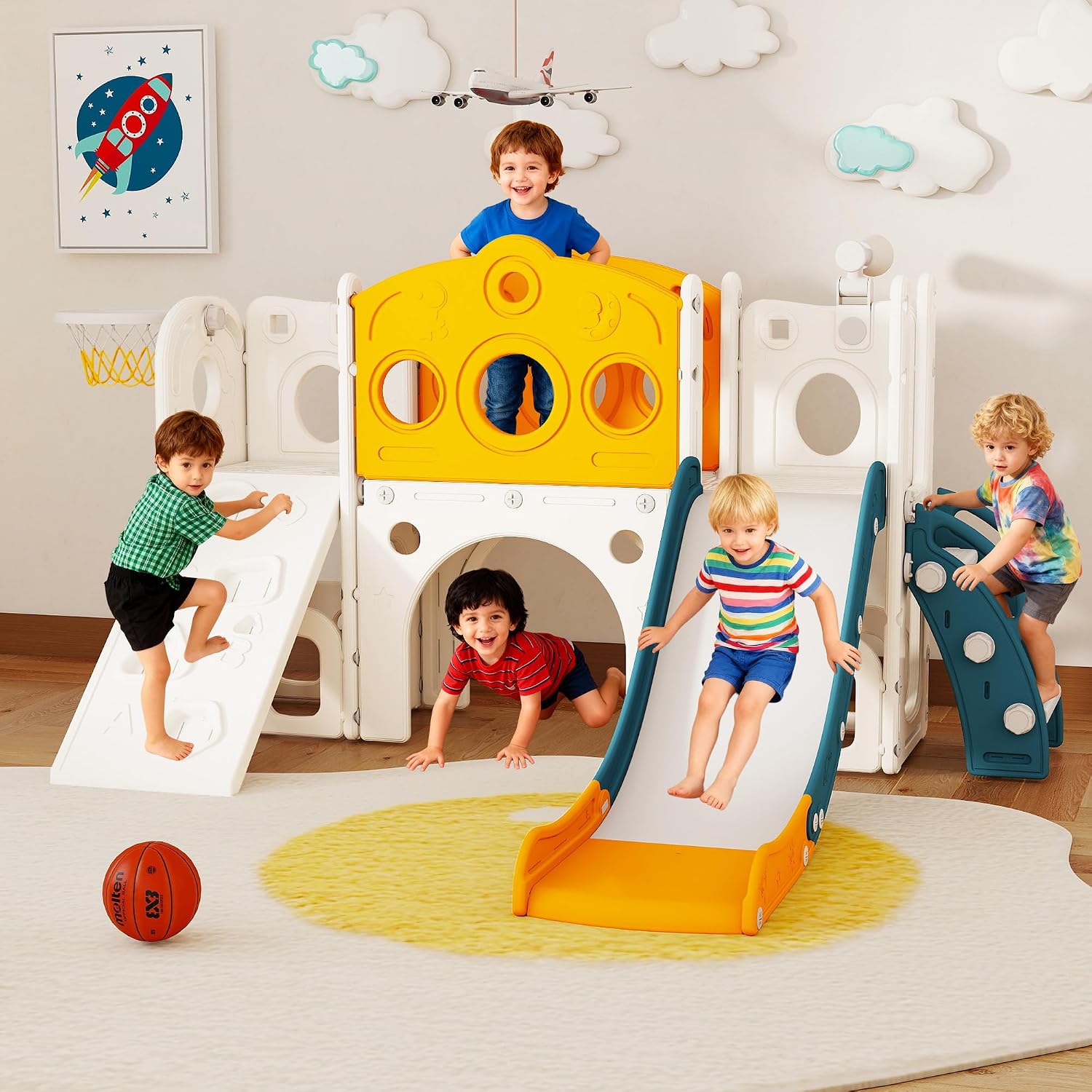 9-in-1 Kleinkind-Rutsche-Set S – Kids Outdoor Basketball Hoop Bewertung und Preis